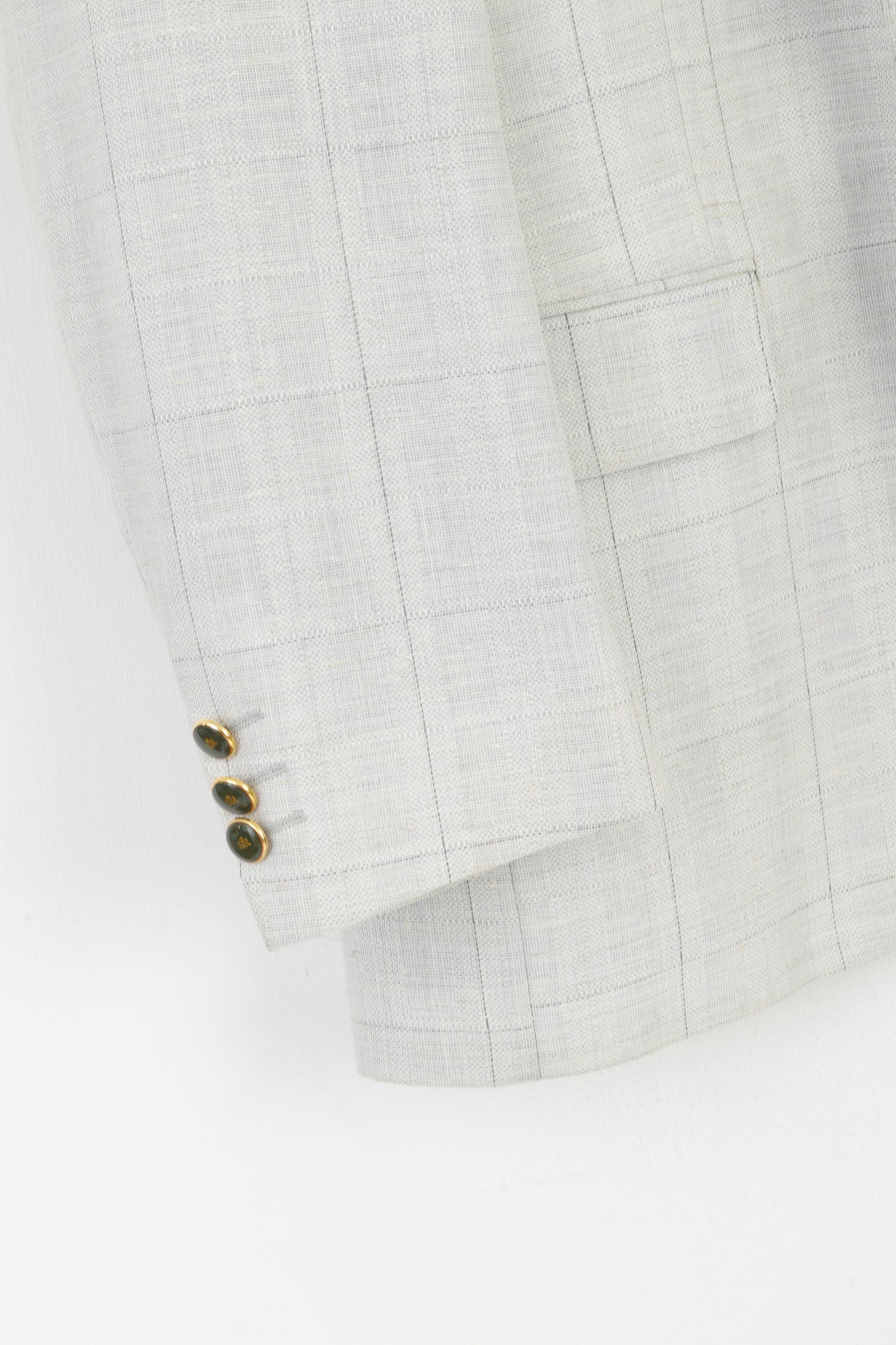SIR di Lucci Men 55 42 Blazer Grey Check Wool Linen Detailed Single Breasted Jacket