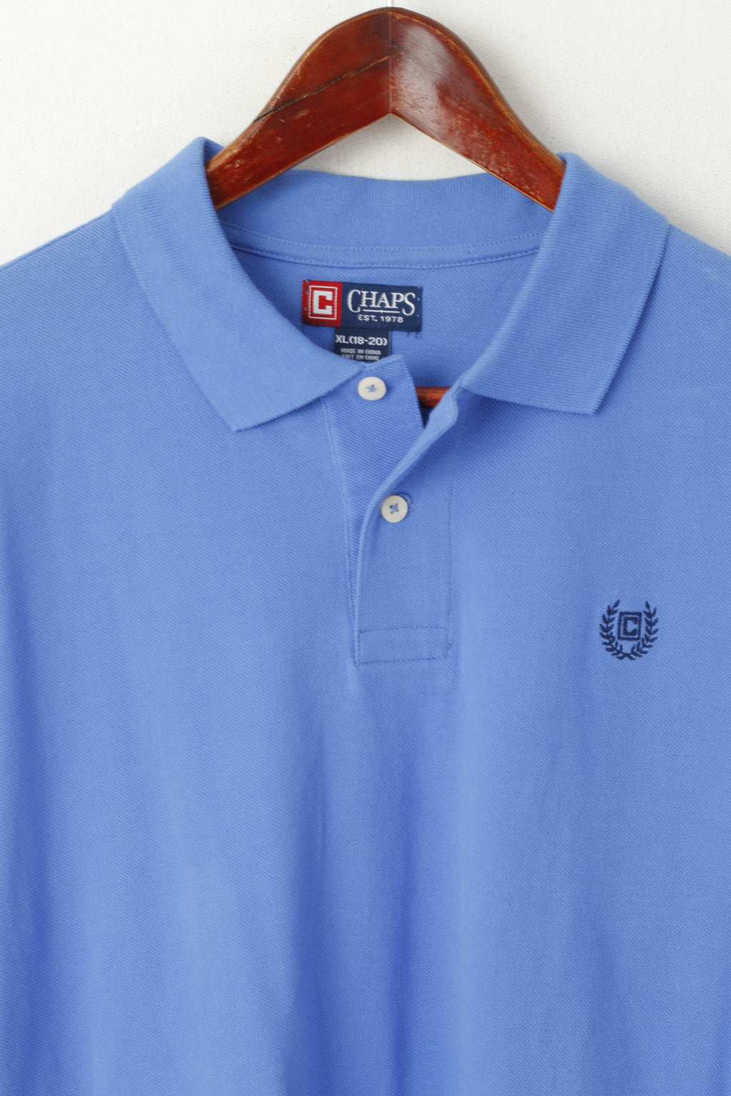Chaps Youth XL 18-20 Age Polo Bleu Coton Logo Brodé Haut Classique