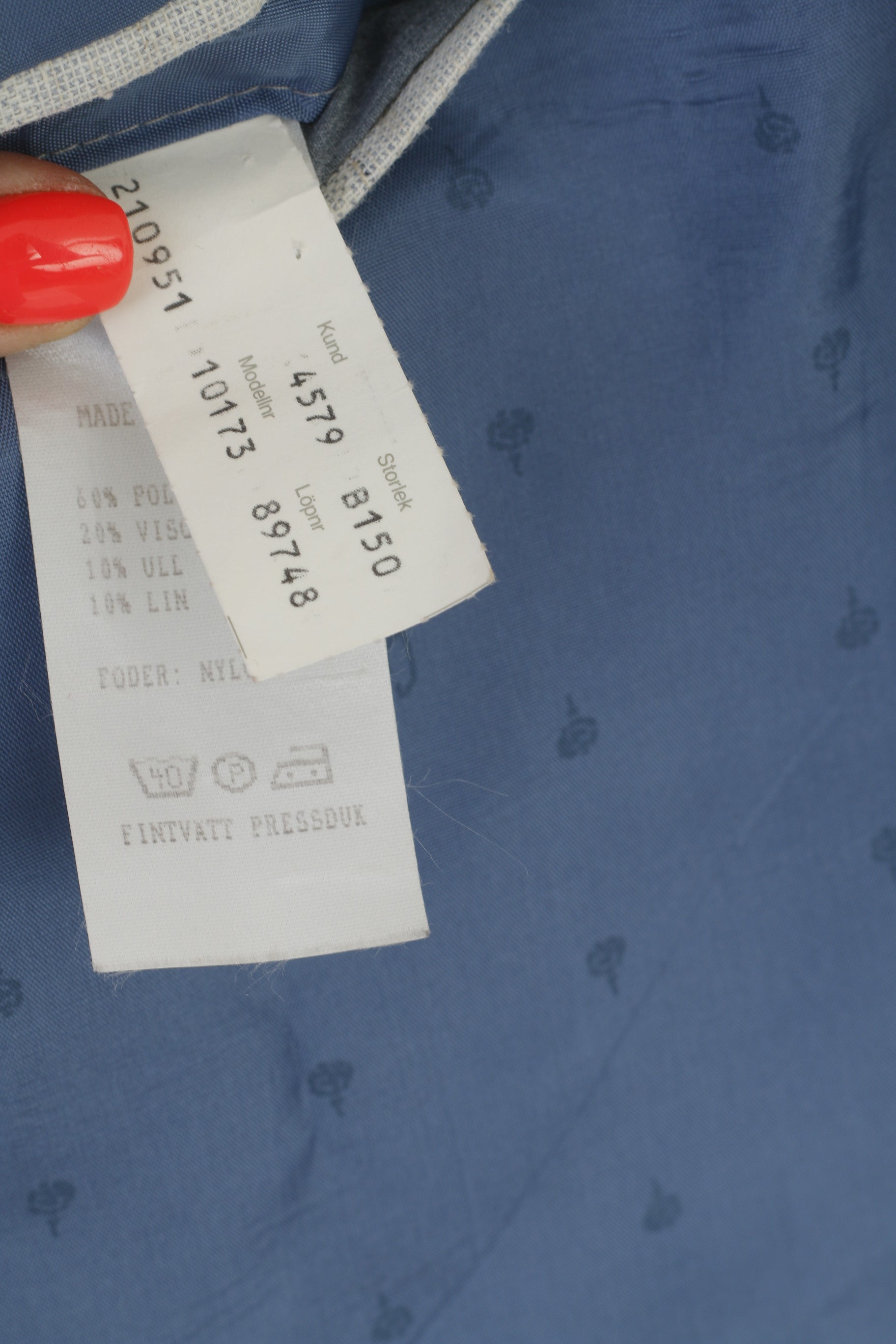 SIR di Lucci Hommes 55 42 Blazer Gris à Carreaux Laine Lin Détaillé Veste Simple Boutonnage