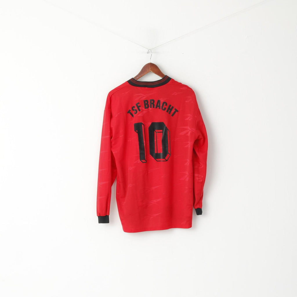 Reebok Hommes XL Chemise Rouge Vintage TSF Bracht #10 Rouge Jersey Haut à manches longues