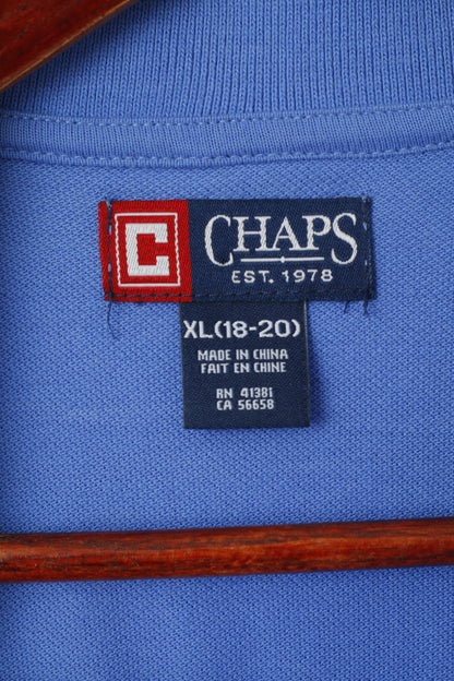 Chaps Youth XL 18-20 Age Polo Shirt Blue Cotton Embroidered Logo Classic Top