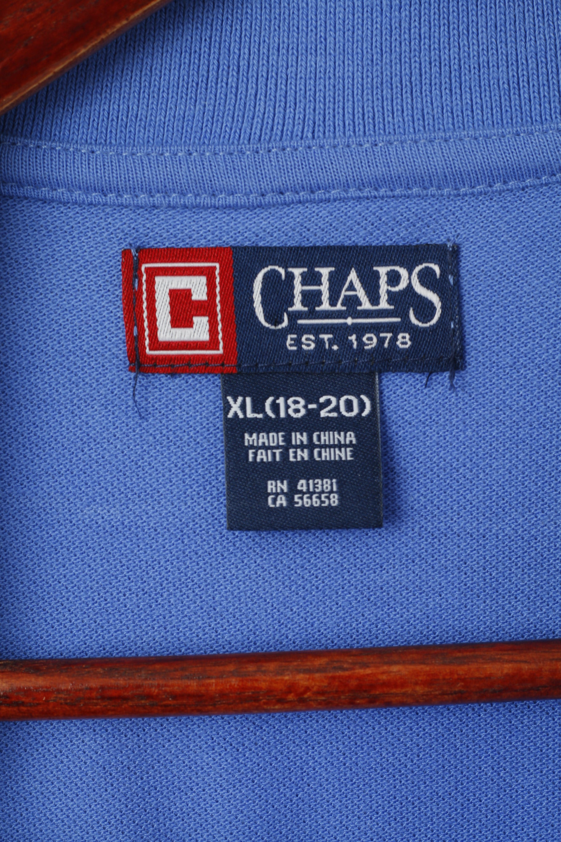 Chaps Youth XL 18-20 Age Polo Bleu Coton Logo Brodé Haut Classique