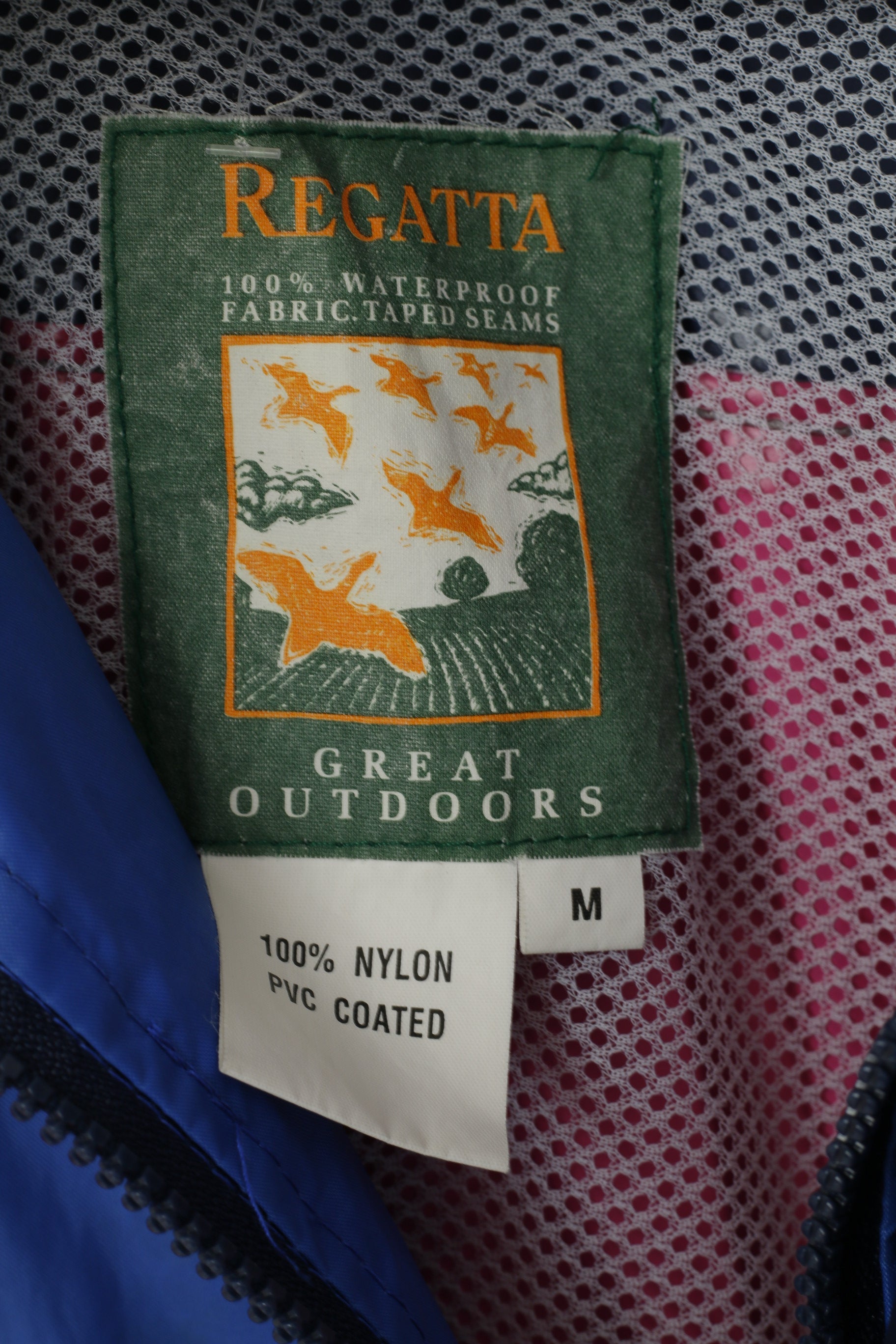 Giacca da uomo Regatta M blu scuro viola vintage nylon impermeabile esterno cerniera intera con cappuccio