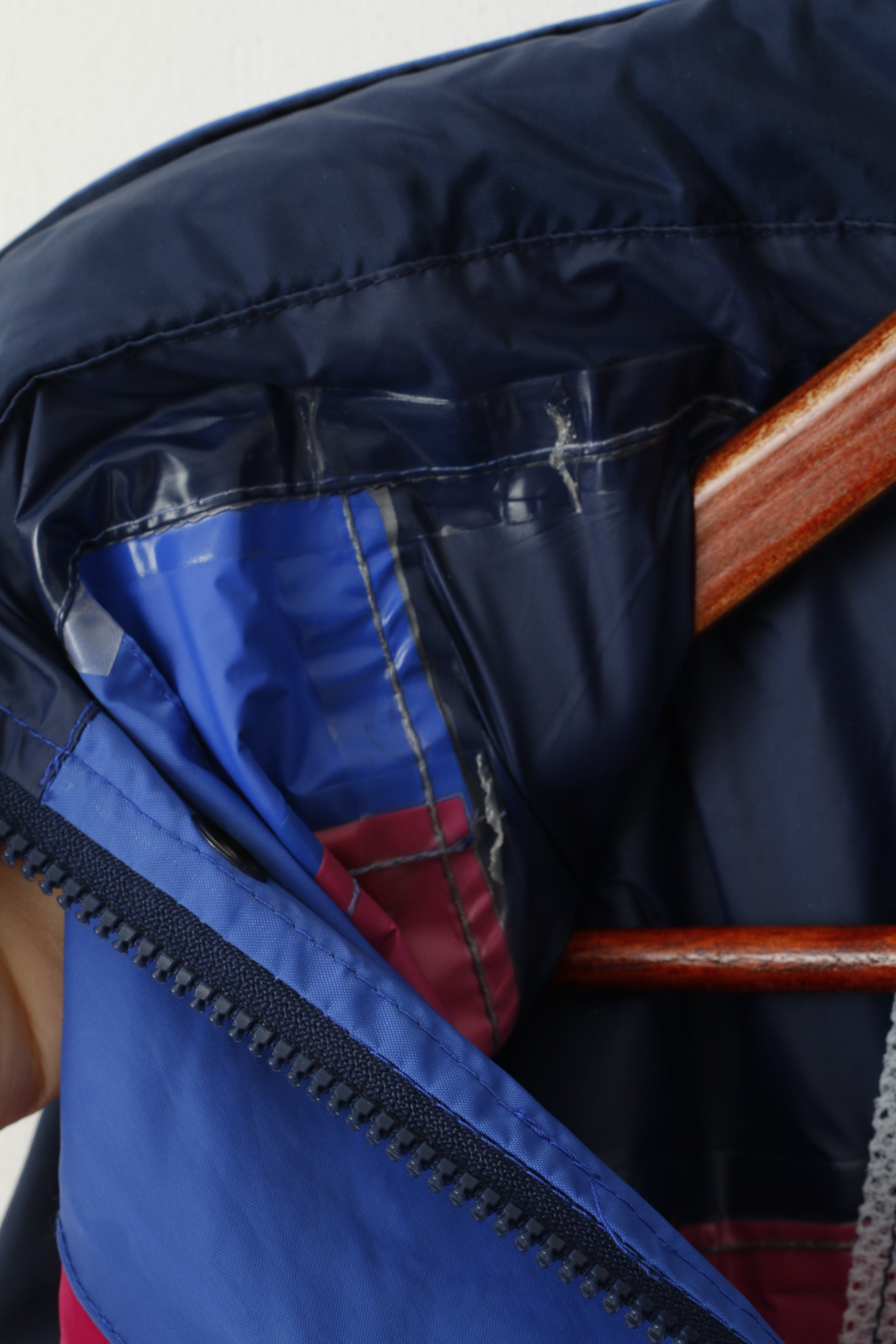 Giacca da uomo Regatta M blu scuro viola vintage nylon impermeabile esterno cerniera intera con cappuccio