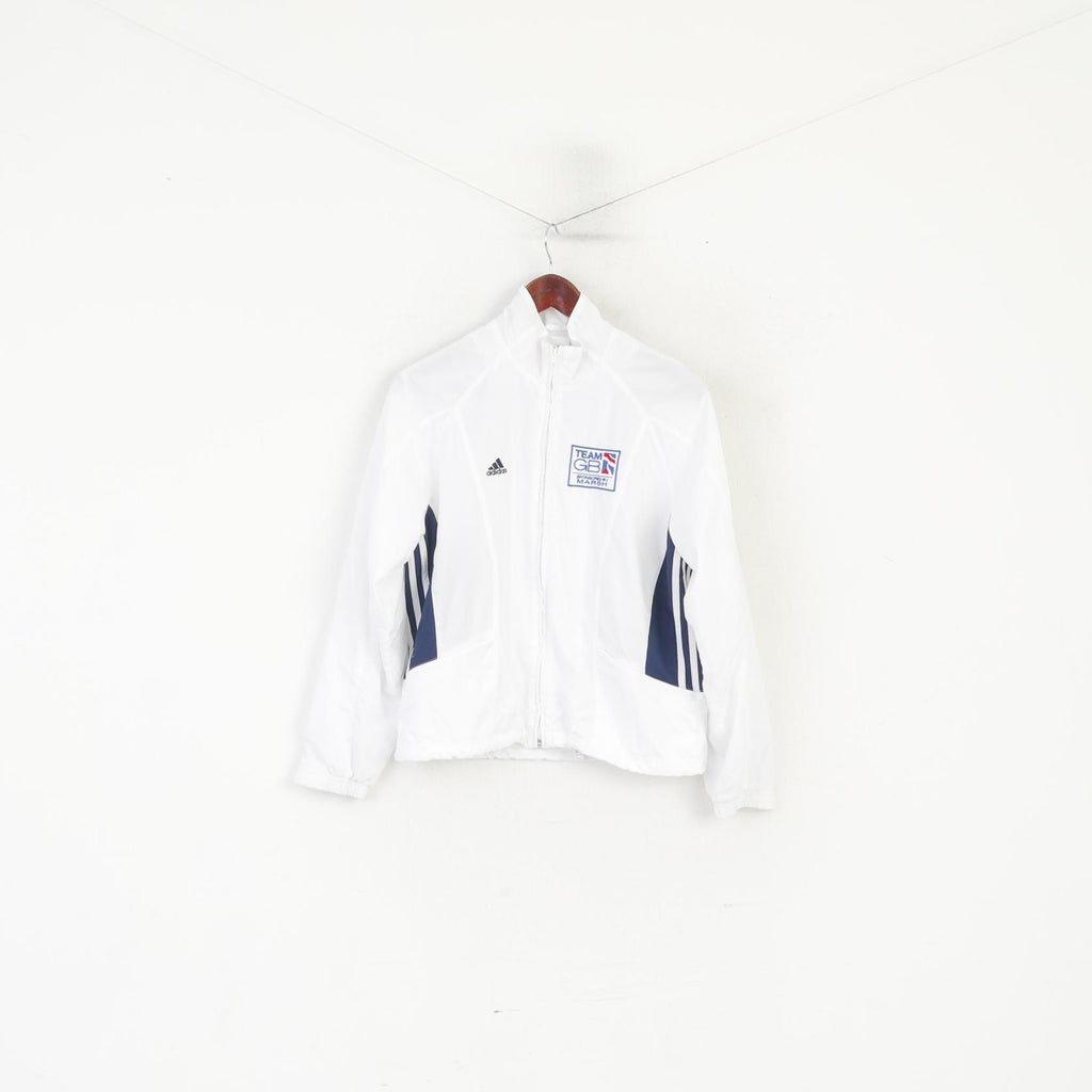 Adidas Femmes 12 38 M Veste Blanc Team Great Britain Sportswear Zip Up Top