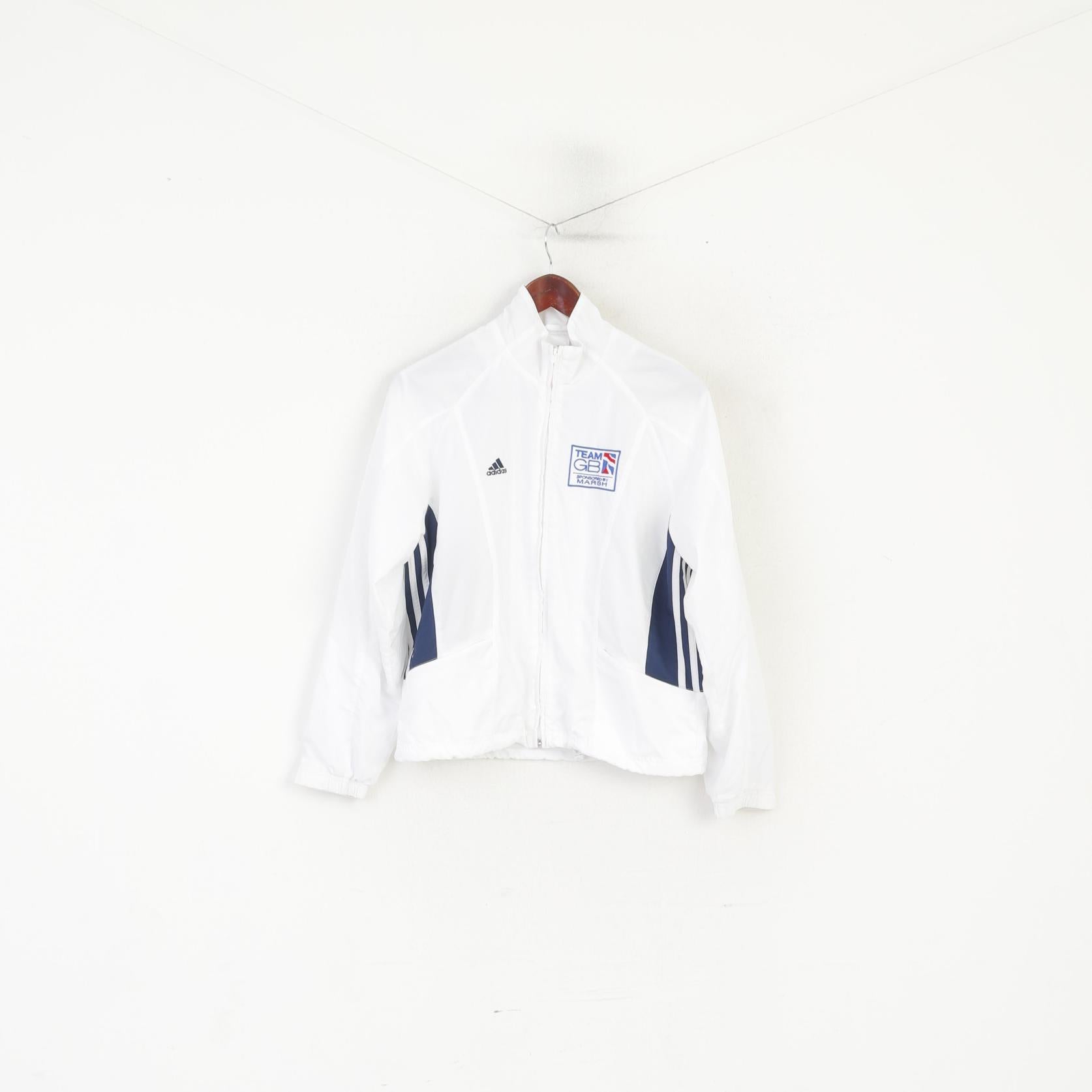 Adidas Femmes 12 38 M Veste Blanc Team Great Britain Sportswear Zip Up Top