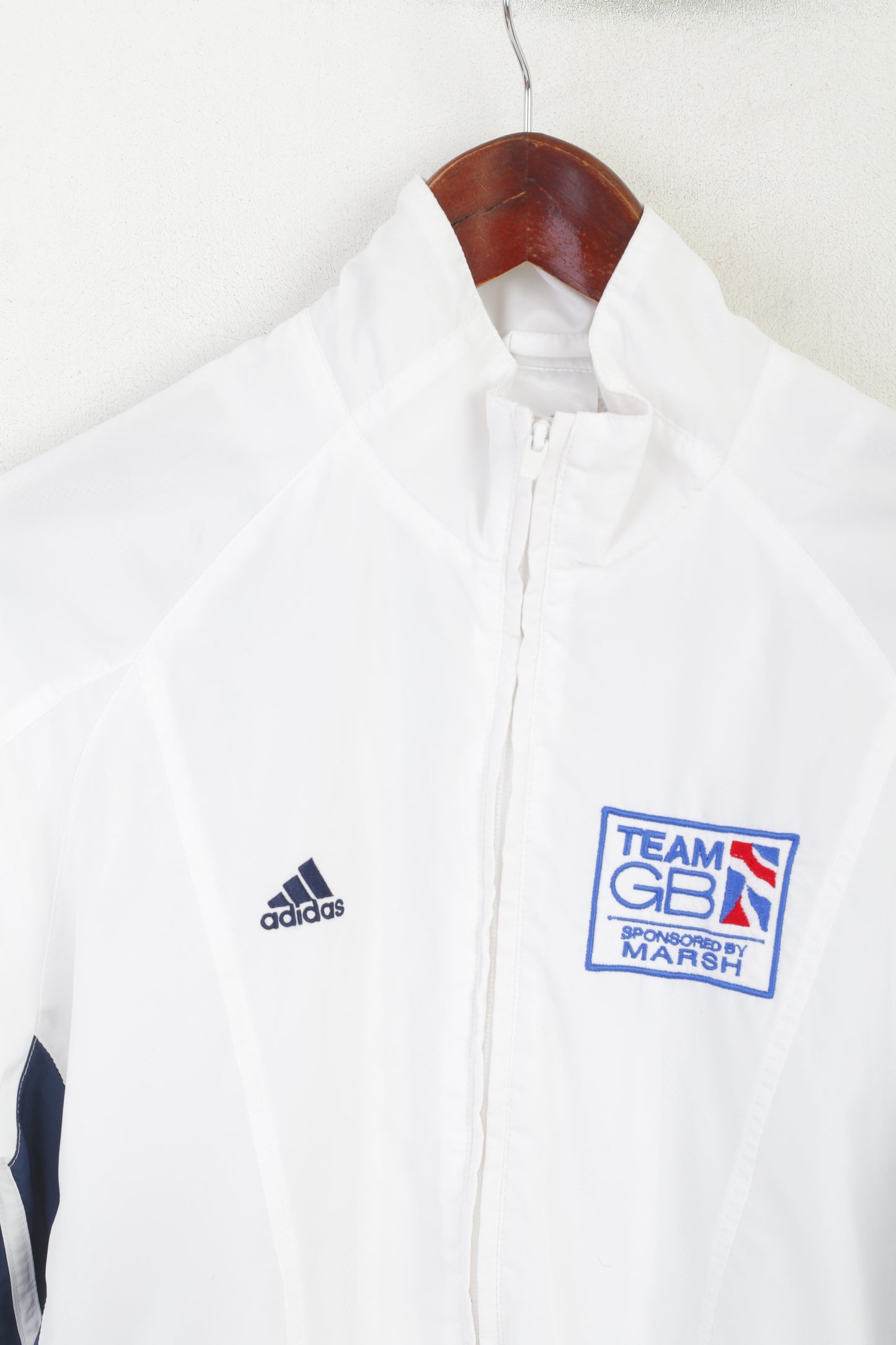 Adidas Women 12 38 M Jacket White Team Great Britain Sportswear Zip Up Top