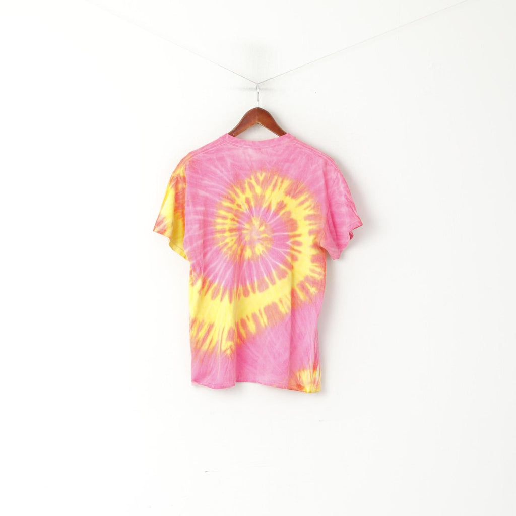 Gildan Men M T-Shirt Pink Cotton Hippie North Fork River Camp Crew Neck Top