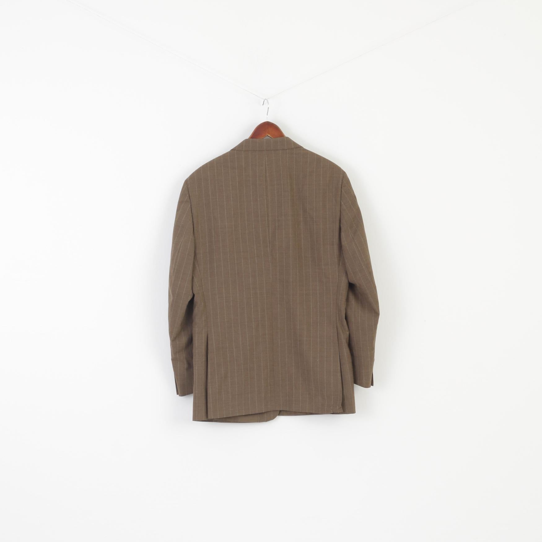 Carducci Men 44 112 Blazer Khaki Wool Striped Vintage Woolrich 110's Jacket