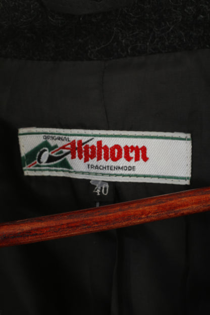 Alphorn Trachtenmode Women 40 M Blazer Gray Wool Tyrol Austria Cropped Jacket