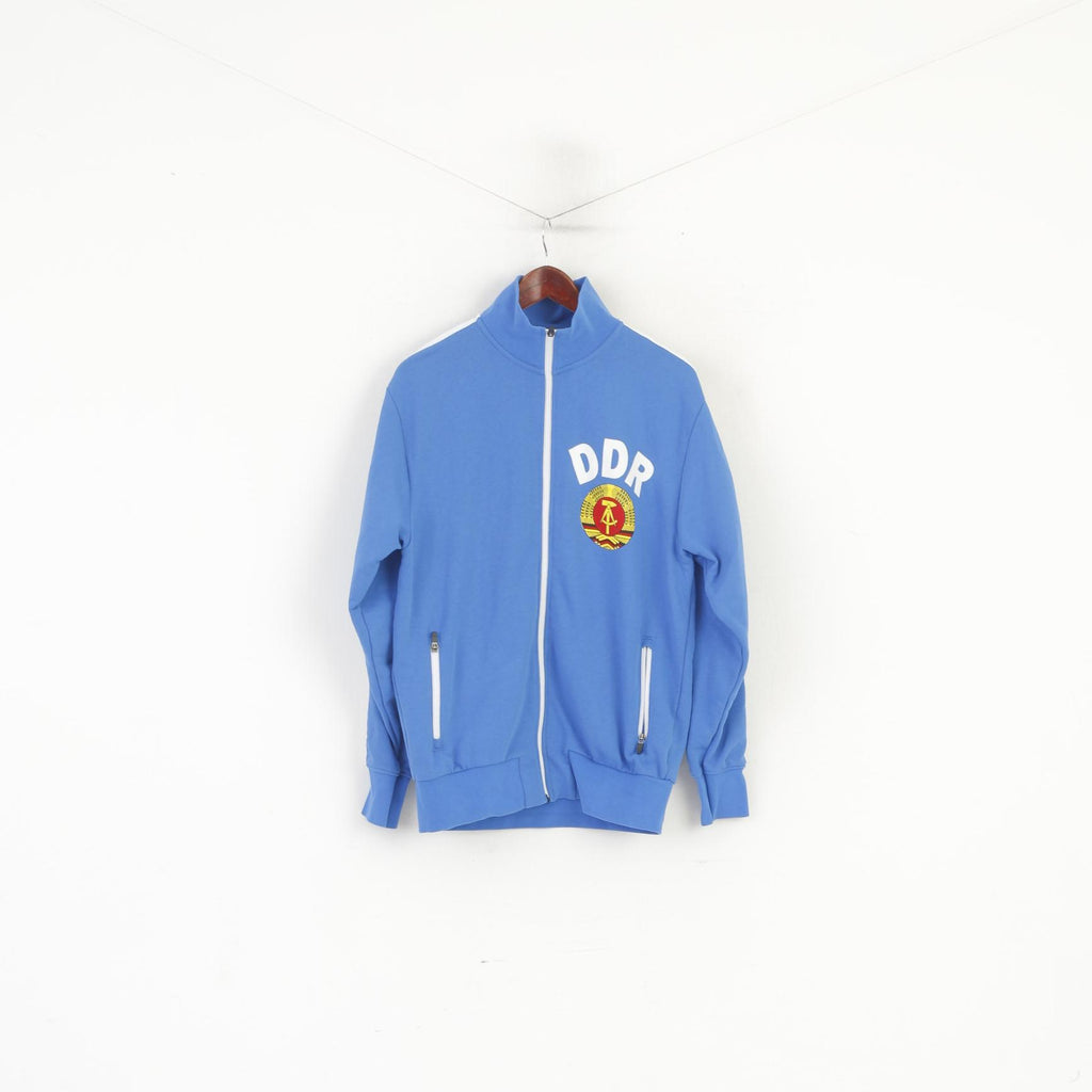 Identity Men M Sweatshirt Blue Cotton DDR Germany Democratic Republic Zip Up Top