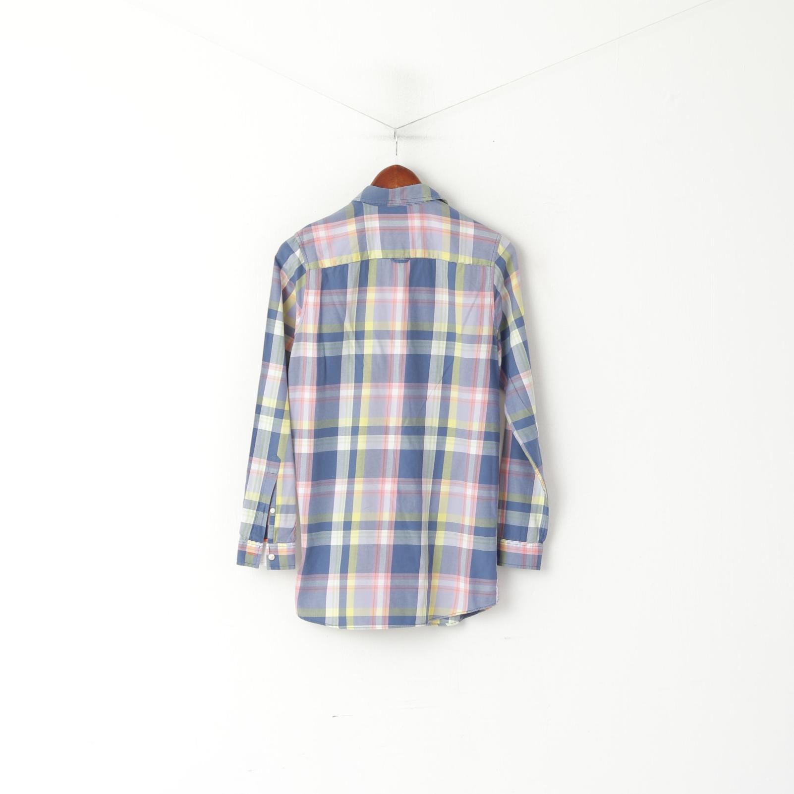 Jack Wills Women 8 S Casual Shirt Blue Chekered Cotton Long Sleeve Top