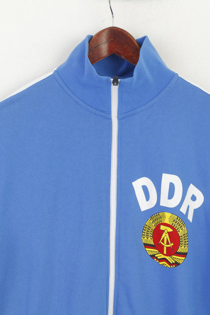 Identity Men M Sweatshirt Blue Cotton DDR Germany Democratic Republic Zip Up Top