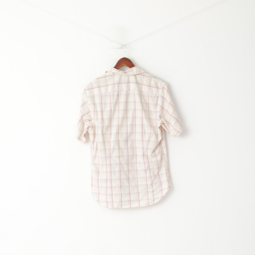 Paul Smith Jeans Men L (M) Casual Shirt Beige Checkered Cotton Detailed Buttons