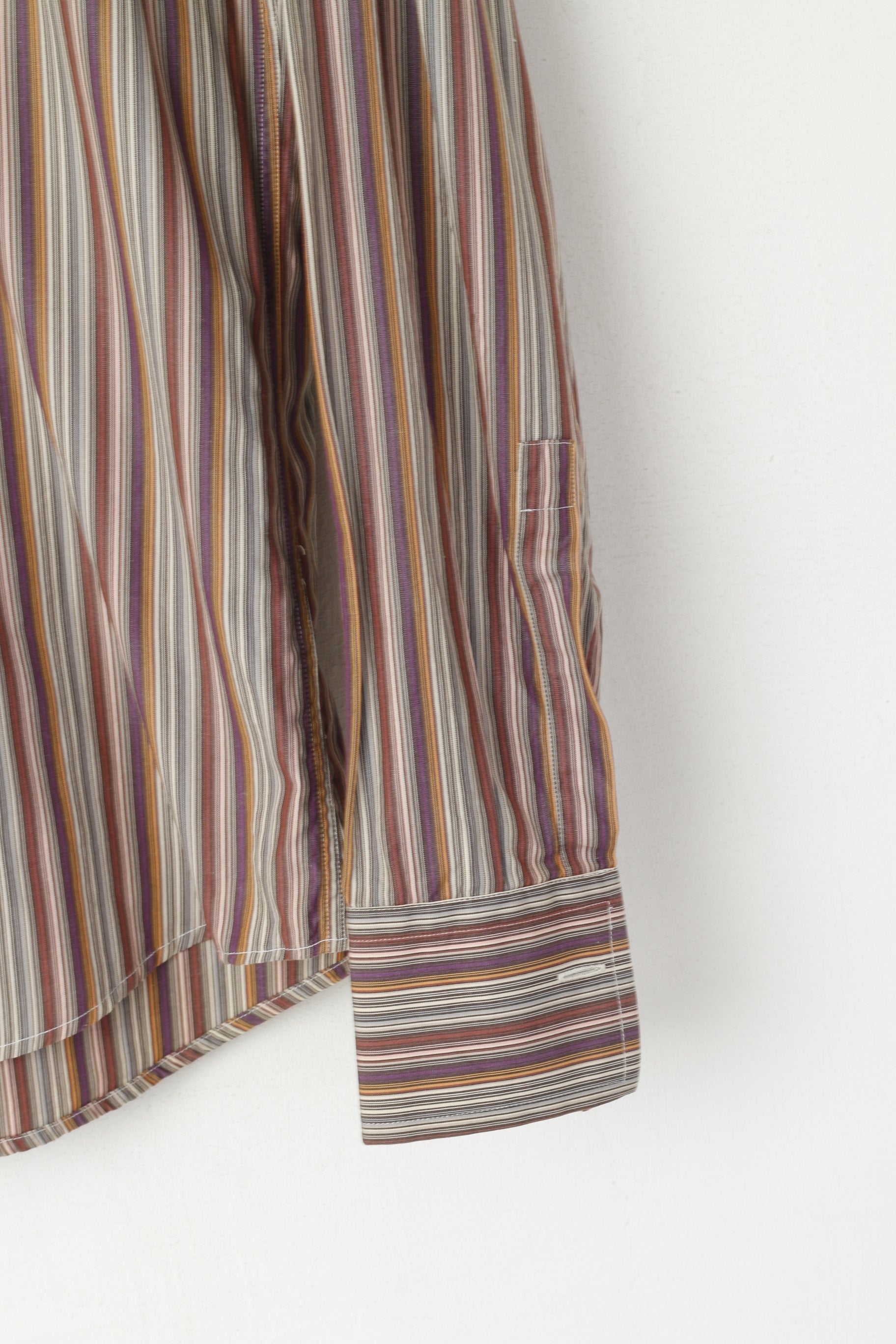 Hugo Boss Hommes 39 15,5 M Chemise décontractée Haut à manches longues en coton rayé marron