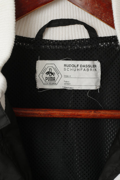 PUMA Rudolf Dassler Women M Jacket Black Logo Full Zipper Windbreaker Top