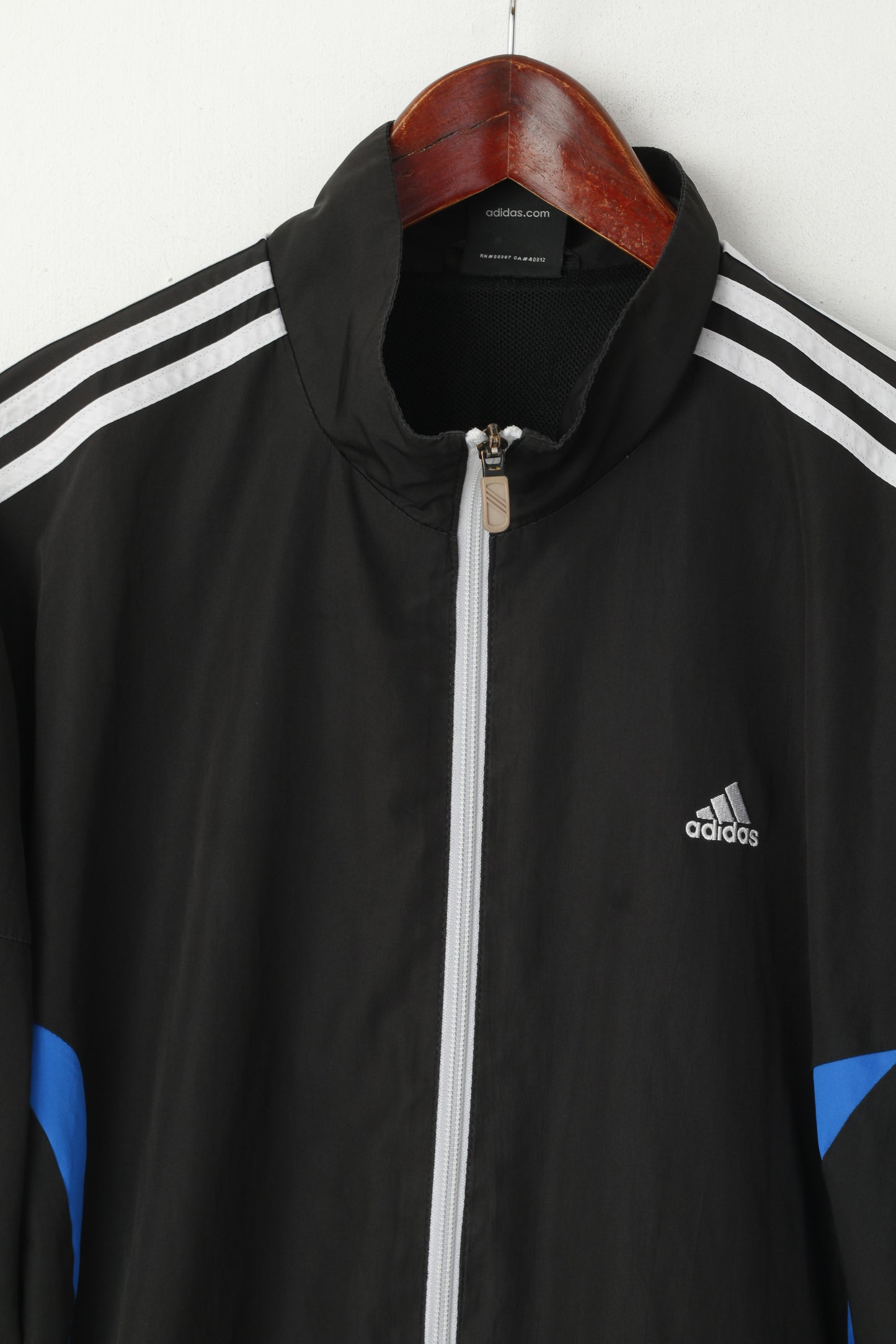 Adidas Men M Jacket Black Sport Full Zipper 3 Stripe Training Activewear Top