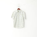 Moods Of Norway Men M Casual Shirt White Cotton Check Short Sleeve Pocket Top