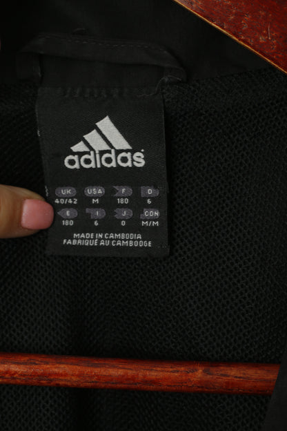 Adidas Men M Jacket Black Sport Full Zipper 3 Stripe Training Activewear Top