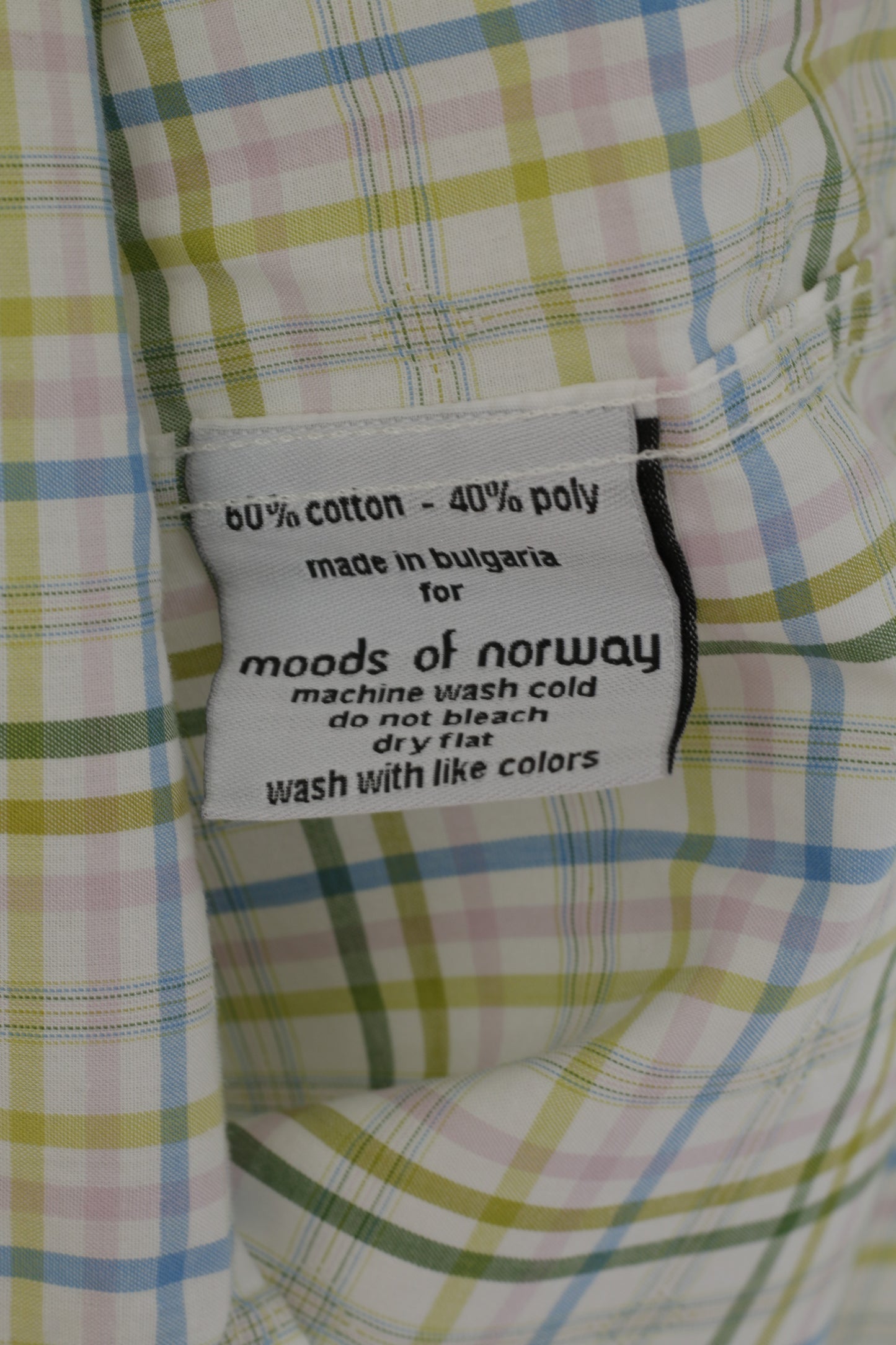 Moods Of Norvegia Camicia casual da uomo M Top con taschino a maniche corte in cotone bianco a quadri