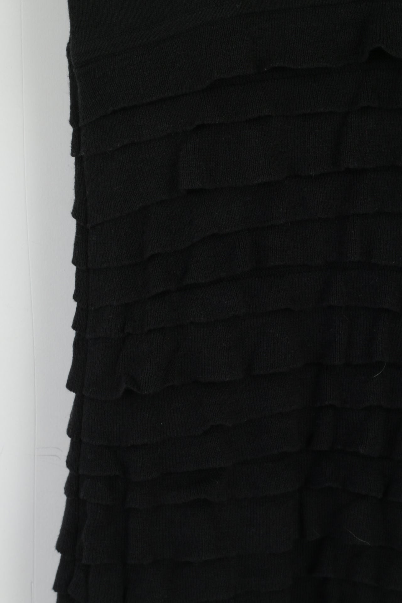 ESCADA Sport Women M Dress Black Viscose Cotton Blend Midi Flounces