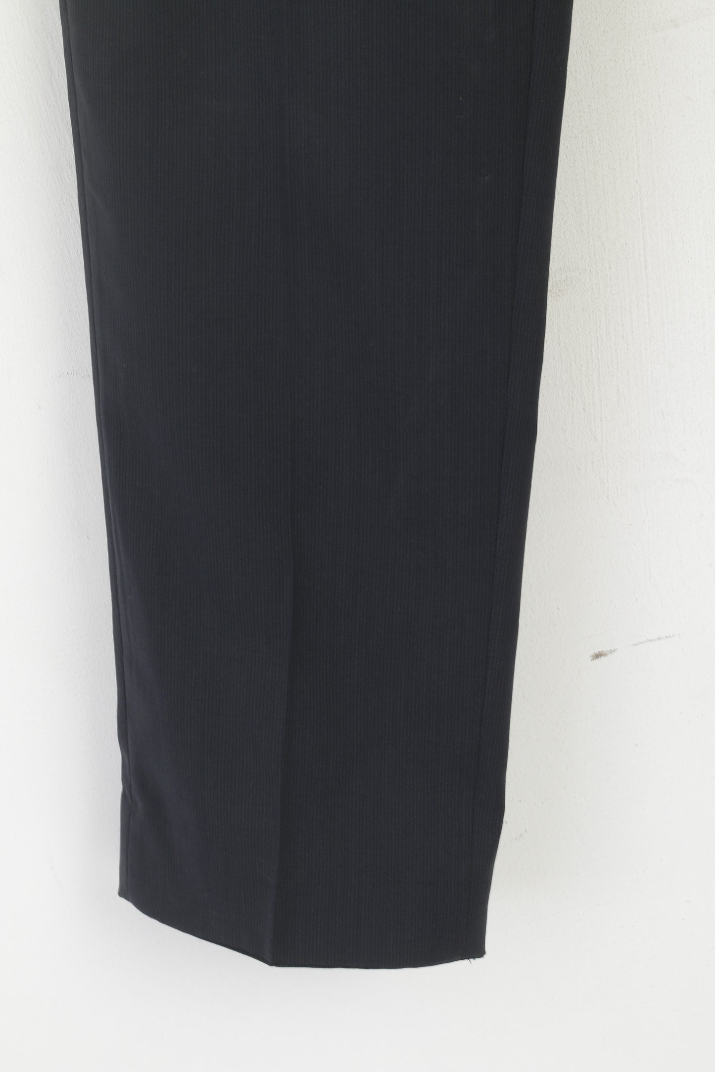 Strellson Men 32 Elegant Trousers Navy Dark Striped Wool Classic Crotch Pants