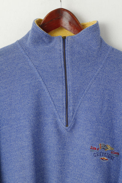 Greystone Men L Sweatshirt Blue Vintage Zip Neck State Of Arizona Cotton Top