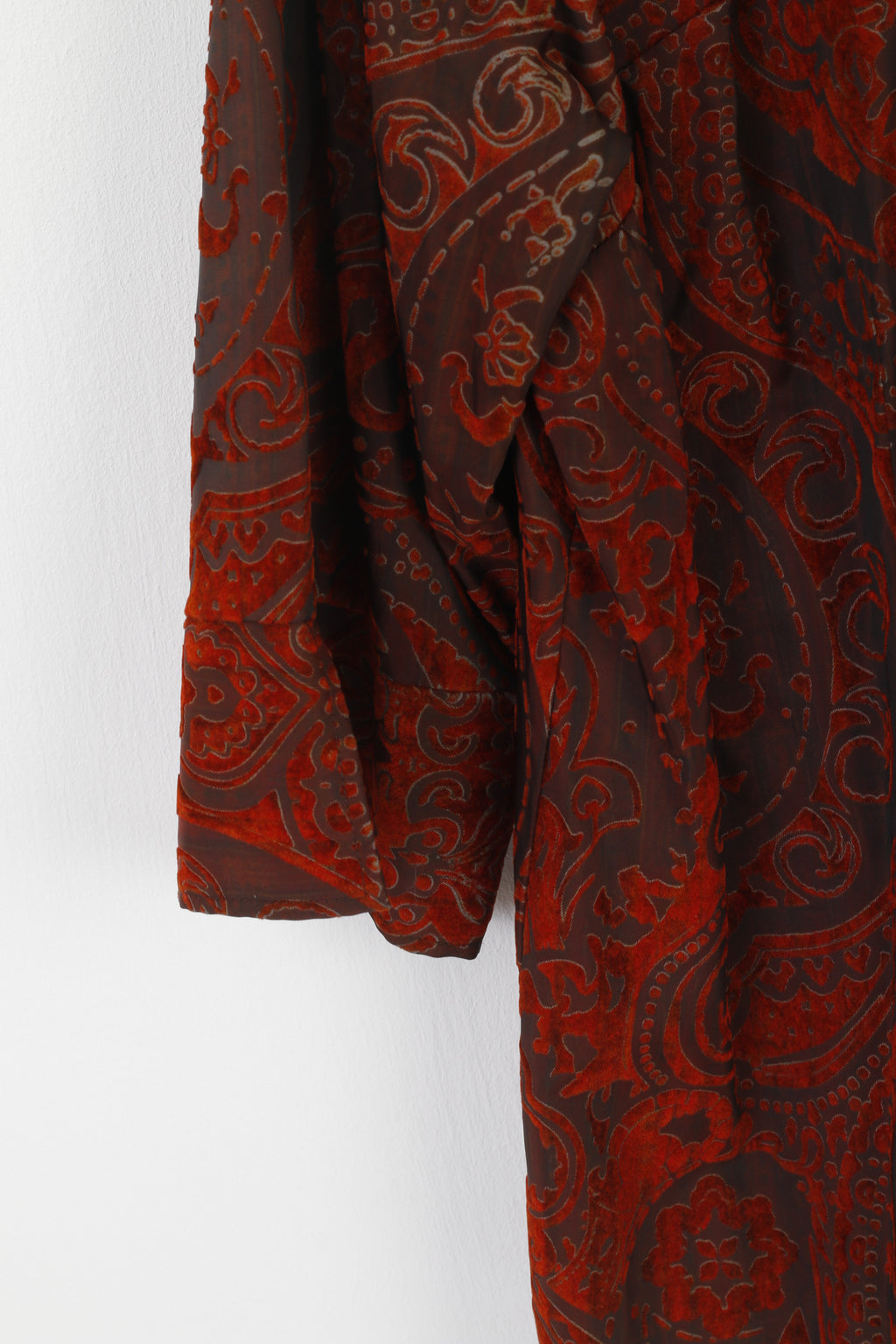 Queensway Women 50 2XL Casual Shirt Brick Vintage Single Breasted Baroque Print Top