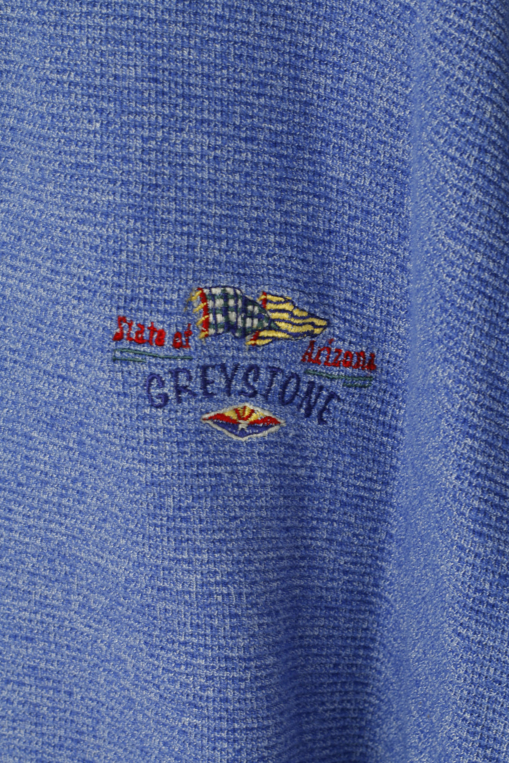 Greystone Men L Sweatshirt Blue Vintage Zip Neck State Of Arizona Cotton Top