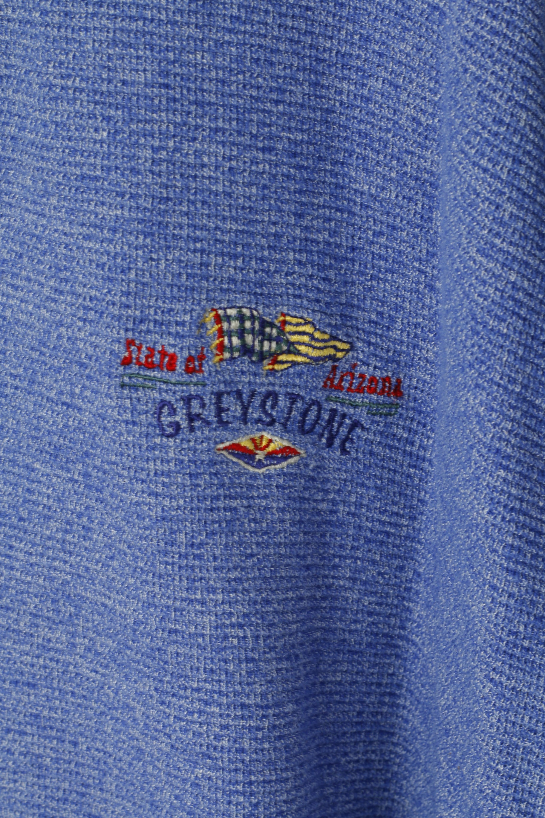 Greystone Men L Sweatshirt Blue Vintage Zip Neck State Of Arizona Cotton Top