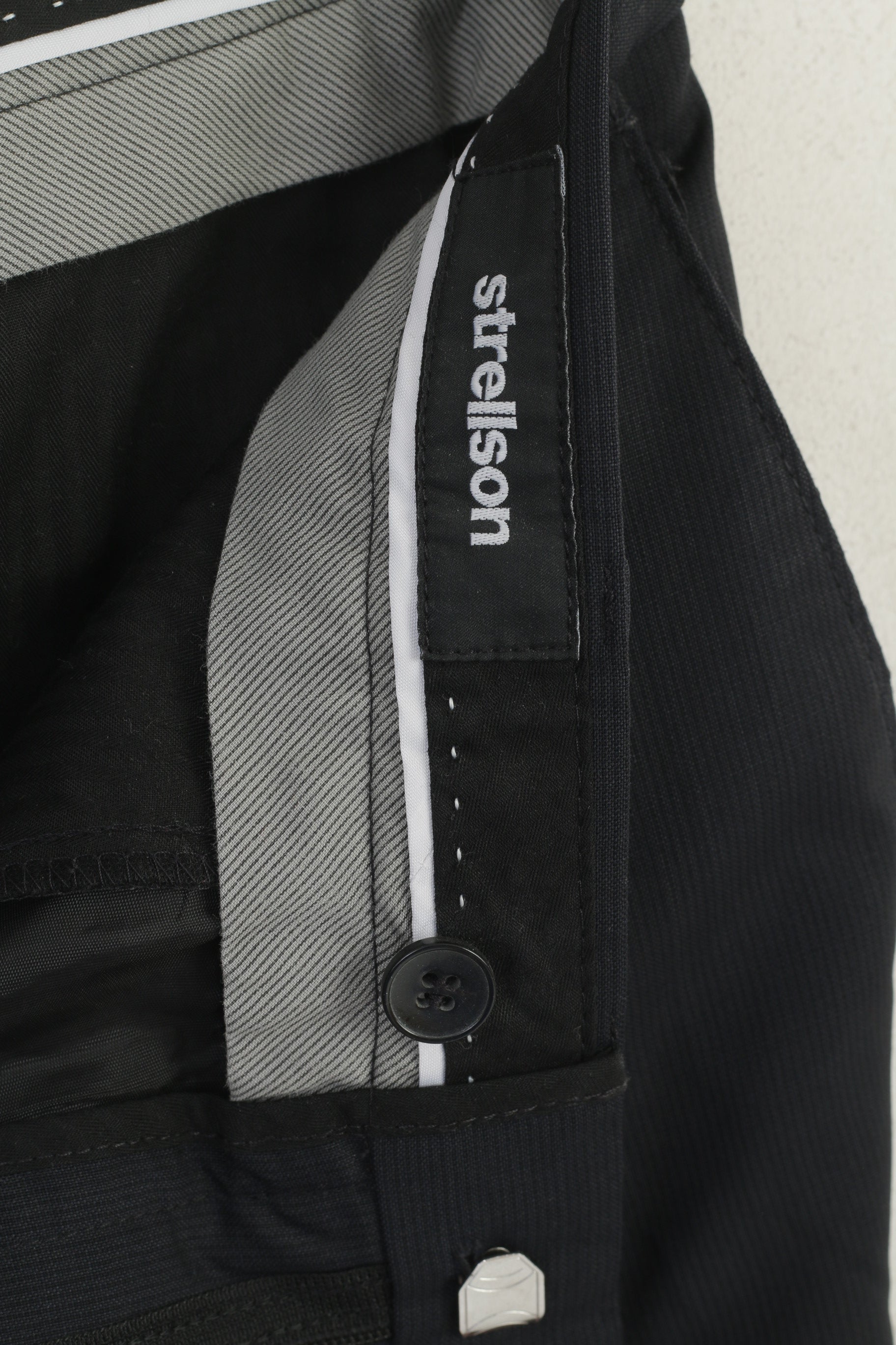 Strellson Hommes 32 Pantalon Élégant Marine Rayé Foncé Laine Pantalon Classique Entrejambe