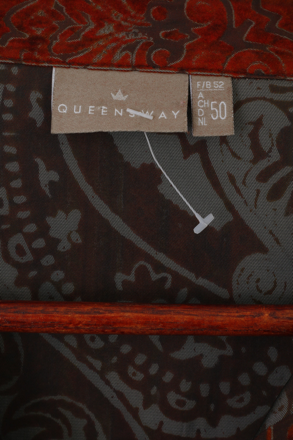 Queensway Women 50 2XL Casual Shirt Brick Vintage Single Breasted Baroque Print Top