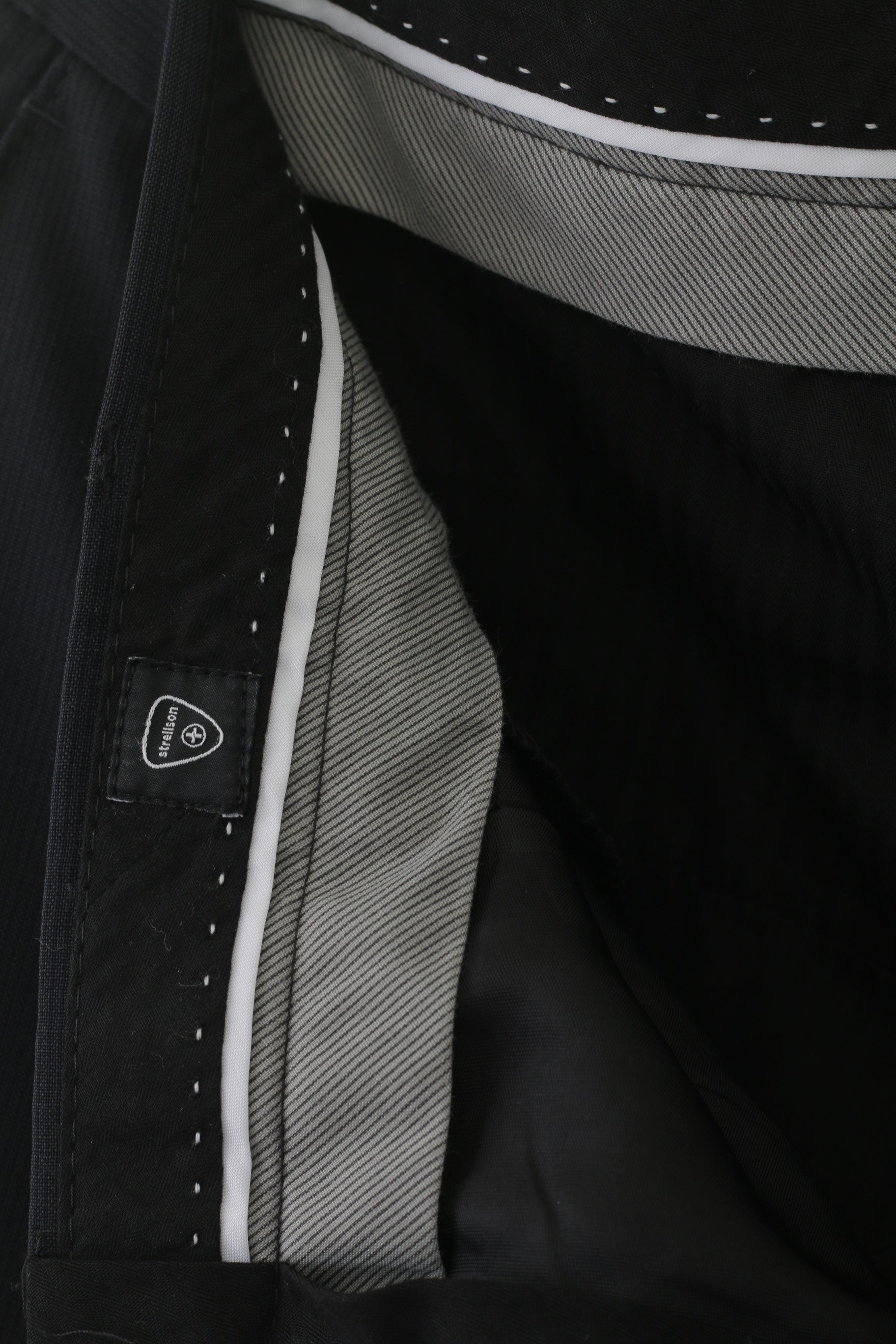 Strellson Hommes 32 Pantalon Élégant Marine Rayé Foncé Laine Pantalon Classique Entrejambe