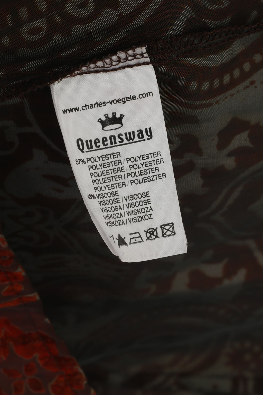 Queensway Women 50 2XL Casual Shirt Brick Vintage Single Breasted Baroque Print Top