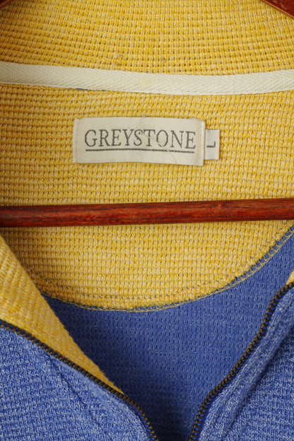 Greystone Uomo L Felpa Blu Vintage Zip Collo State Of Arizona Top in cotone