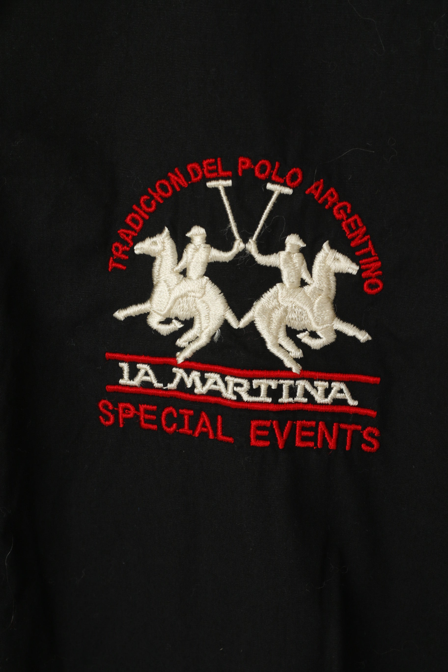 La Martina Men XXL (L) Casual Shirt Black Argentino Buenos Aires Cotton Long Sleeve Top