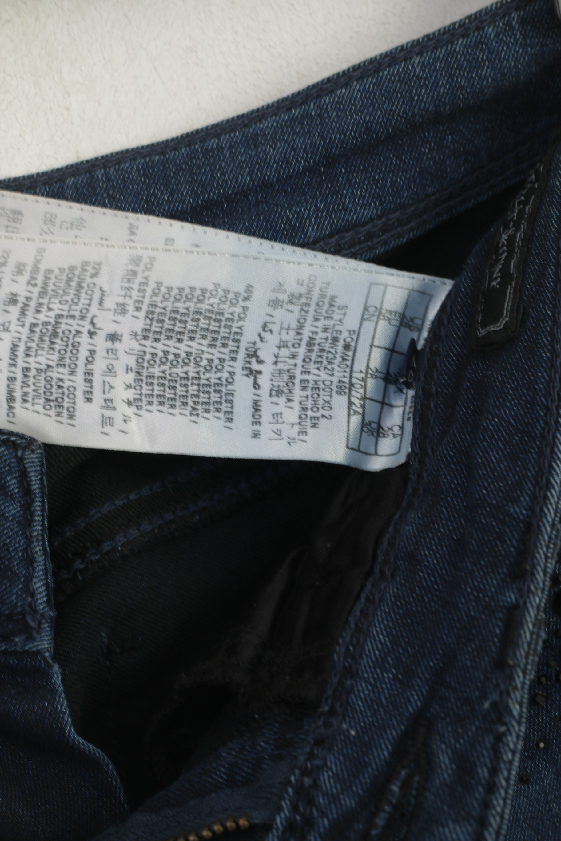 Pantaloni Guess 28 da donna Pantaloni blu scuro con dettagli elasticizzati in cotone skinny Starlet