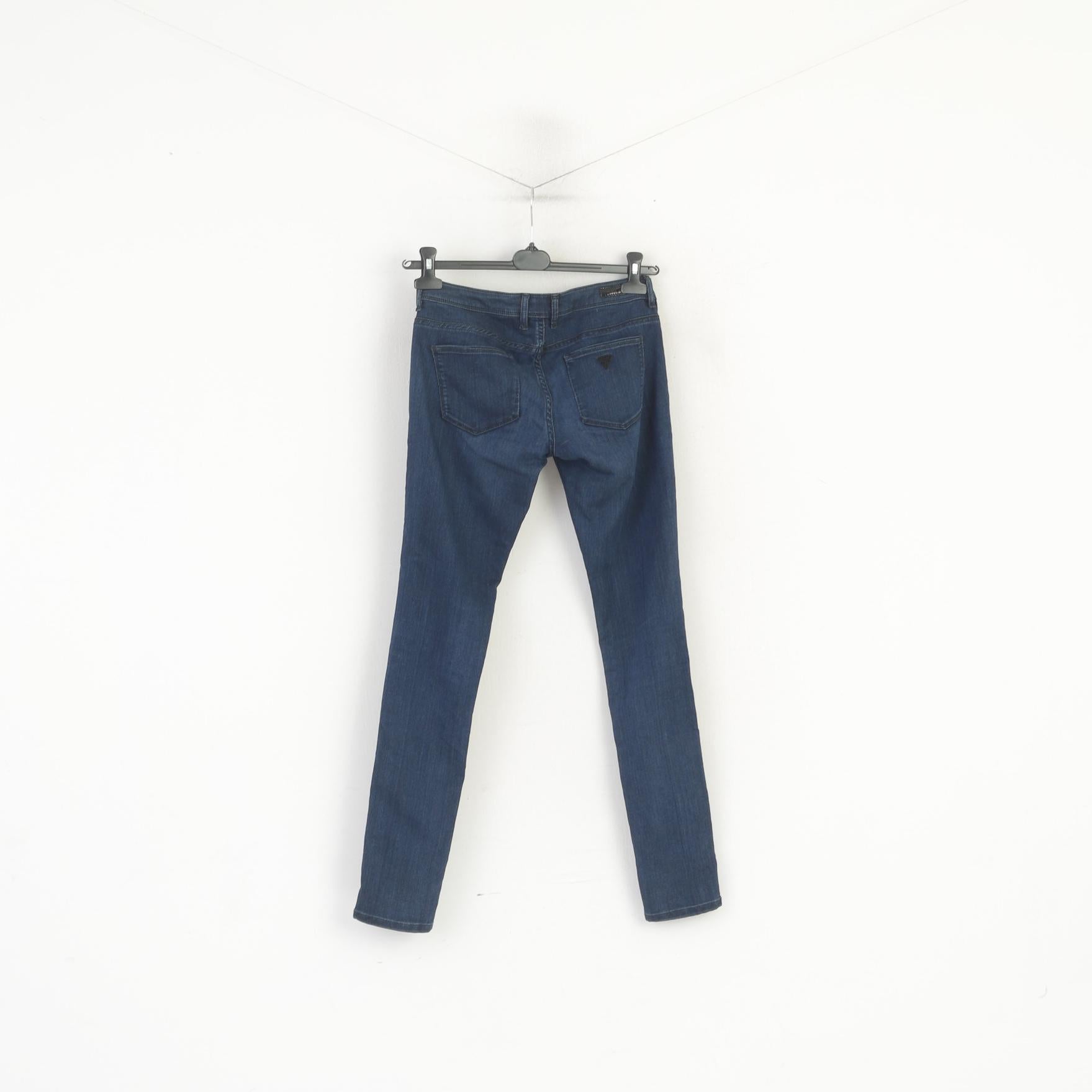 Pantaloni Guess 28 da donna Pantaloni blu scuro con dettagli elasticizzati in cotone skinny Starlet