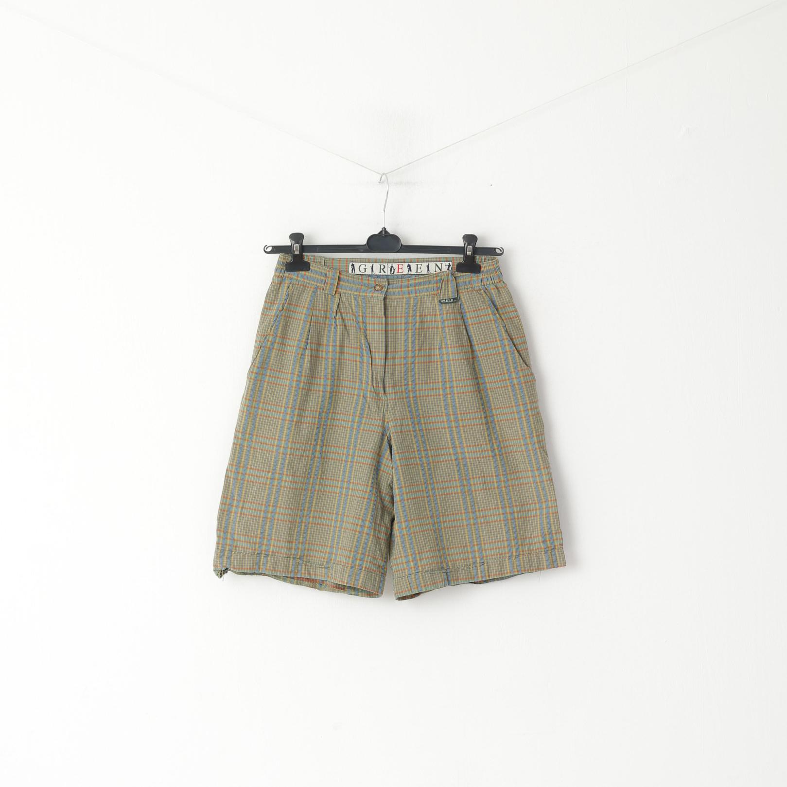Redgreen Homme 40 S Short Vert Bleu Carreaux 100% Coton Rétro Été
