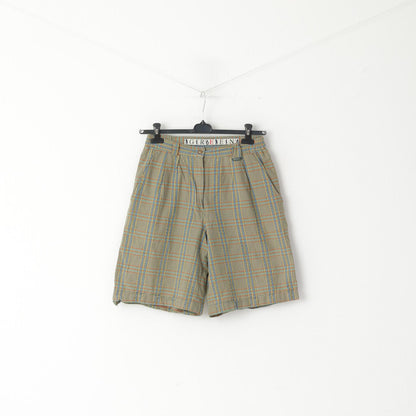 Redgreen Men 40 S Shorts Green Blue Check 100% Cotton Retro Summer