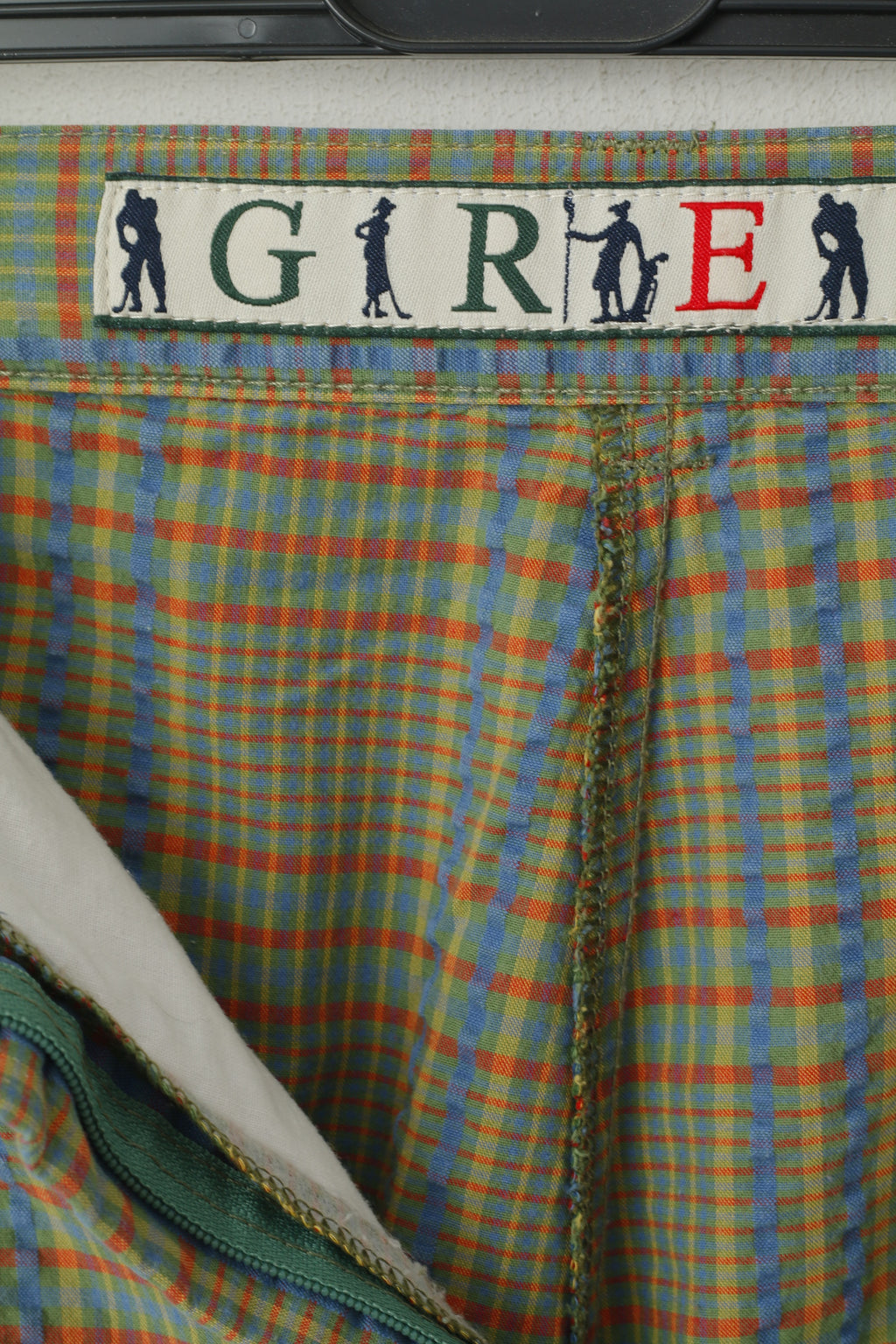 Pantaloncini Redgreen da uomo 40 S verde blu a quadri 100% cotone retrò estivo