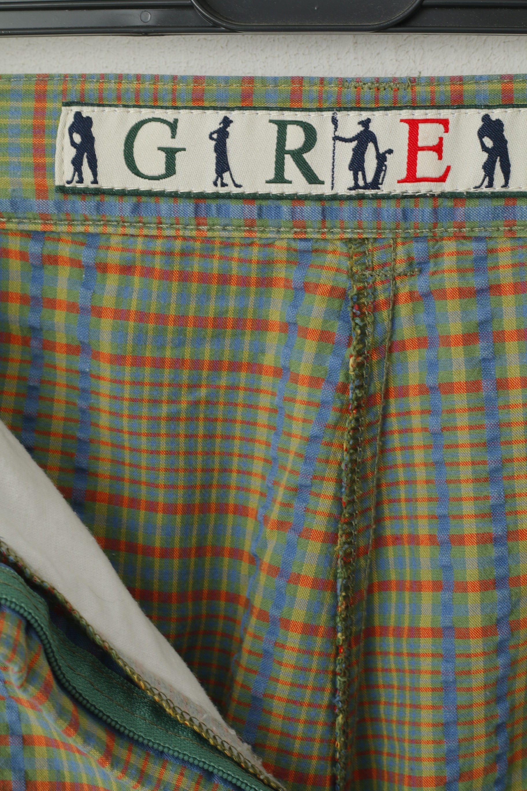 Redgreen Homme 40 S Short Vert Bleu Carreaux 100% Coton Rétro Été