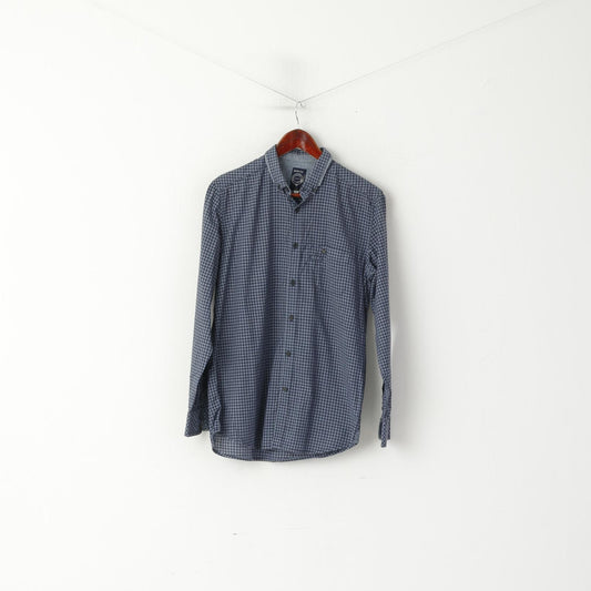 Diesel Co. Men S Casual Shirt Navy Check Cotton Button Down Collar Long Sleeve Top