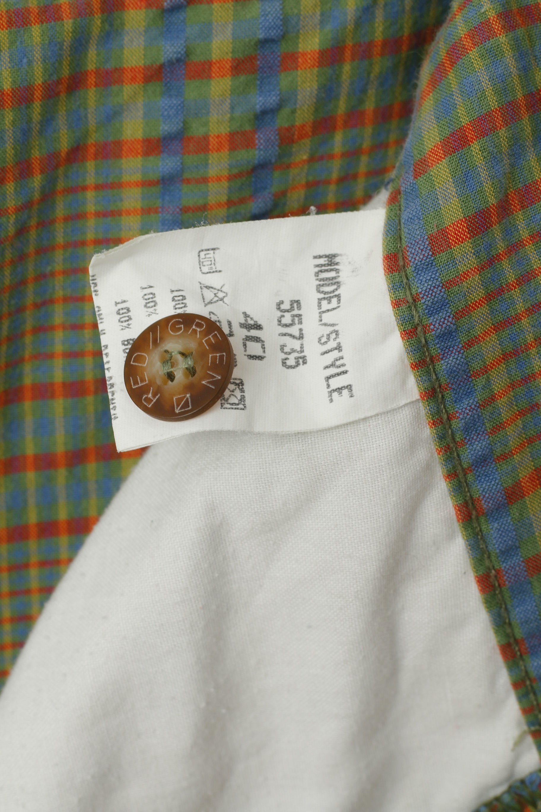 Redgreen Homme 40 S Short Vert Bleu Carreaux 100% Coton Rétro Été