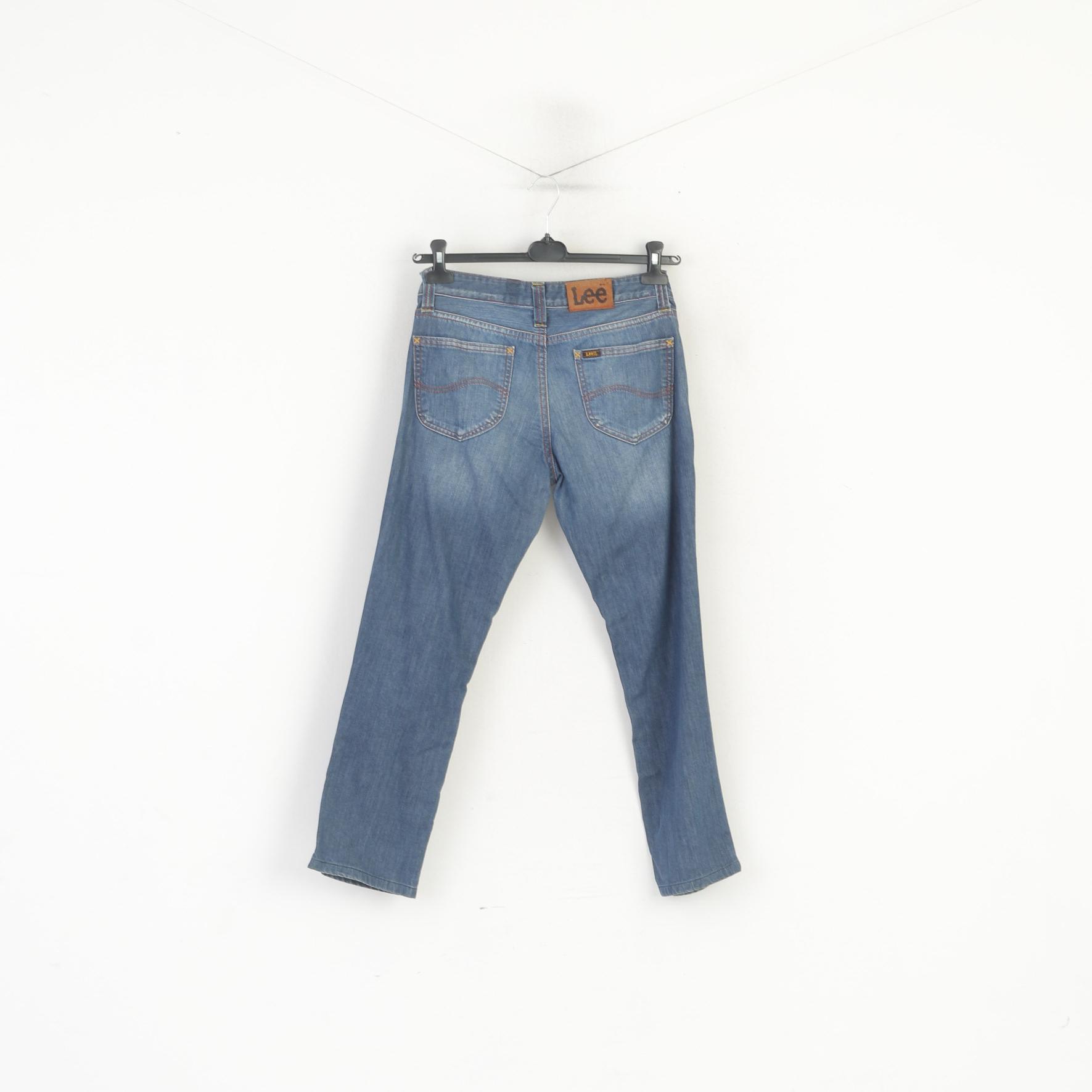 Pantaloni Lee 28 Jeans da donna Pantaloni vintage tagliati dritti in cotone denim blu