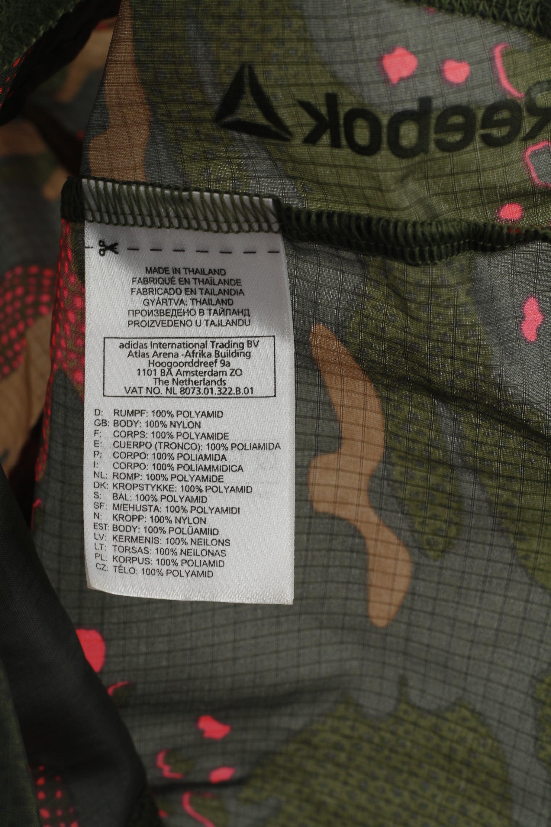 Giacca Reebok da donna verde nylon Combat Run Activewear con cappuccio e zip