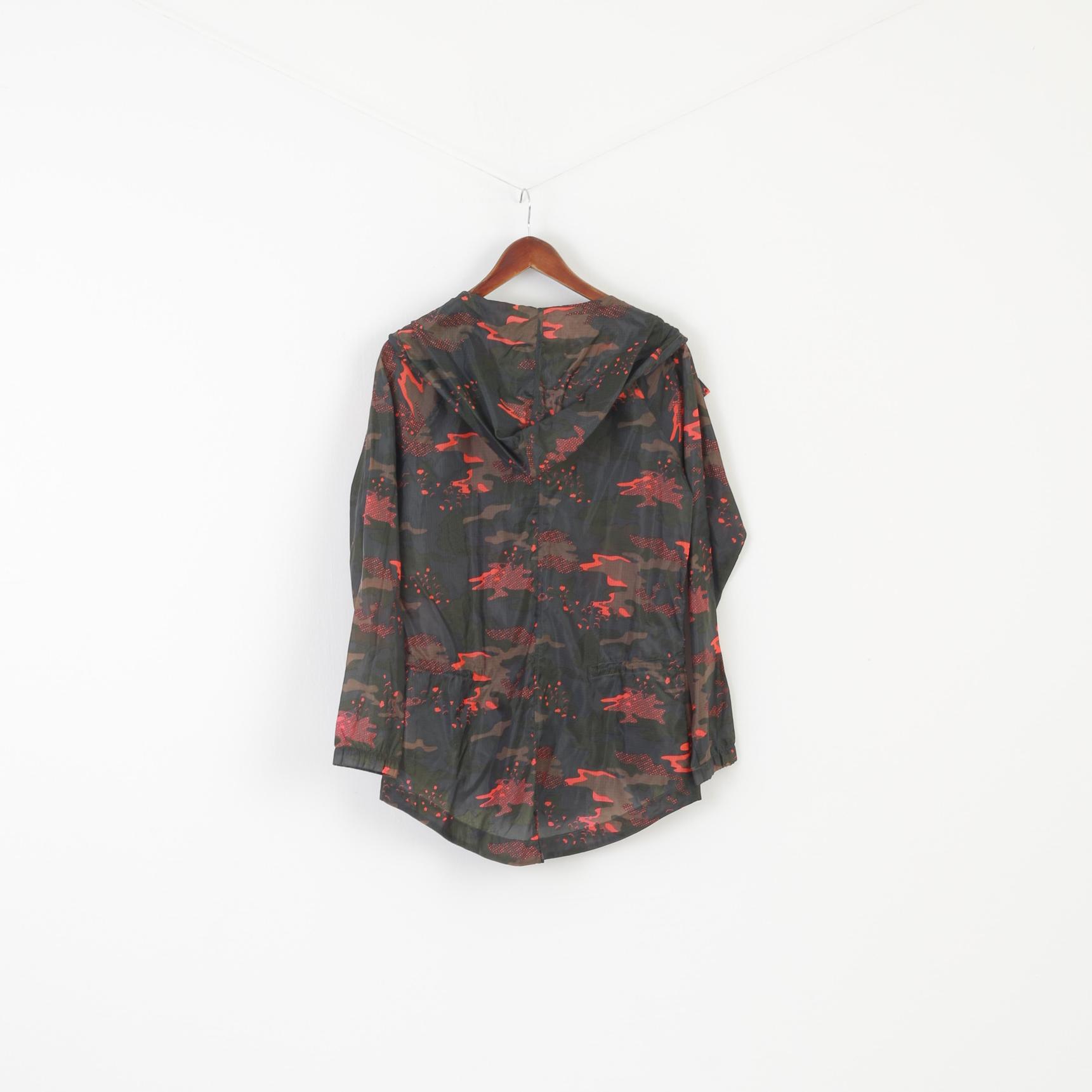 Giacca Reebok da donna verde nylon Combat Run Activewear con cappuccio e zip