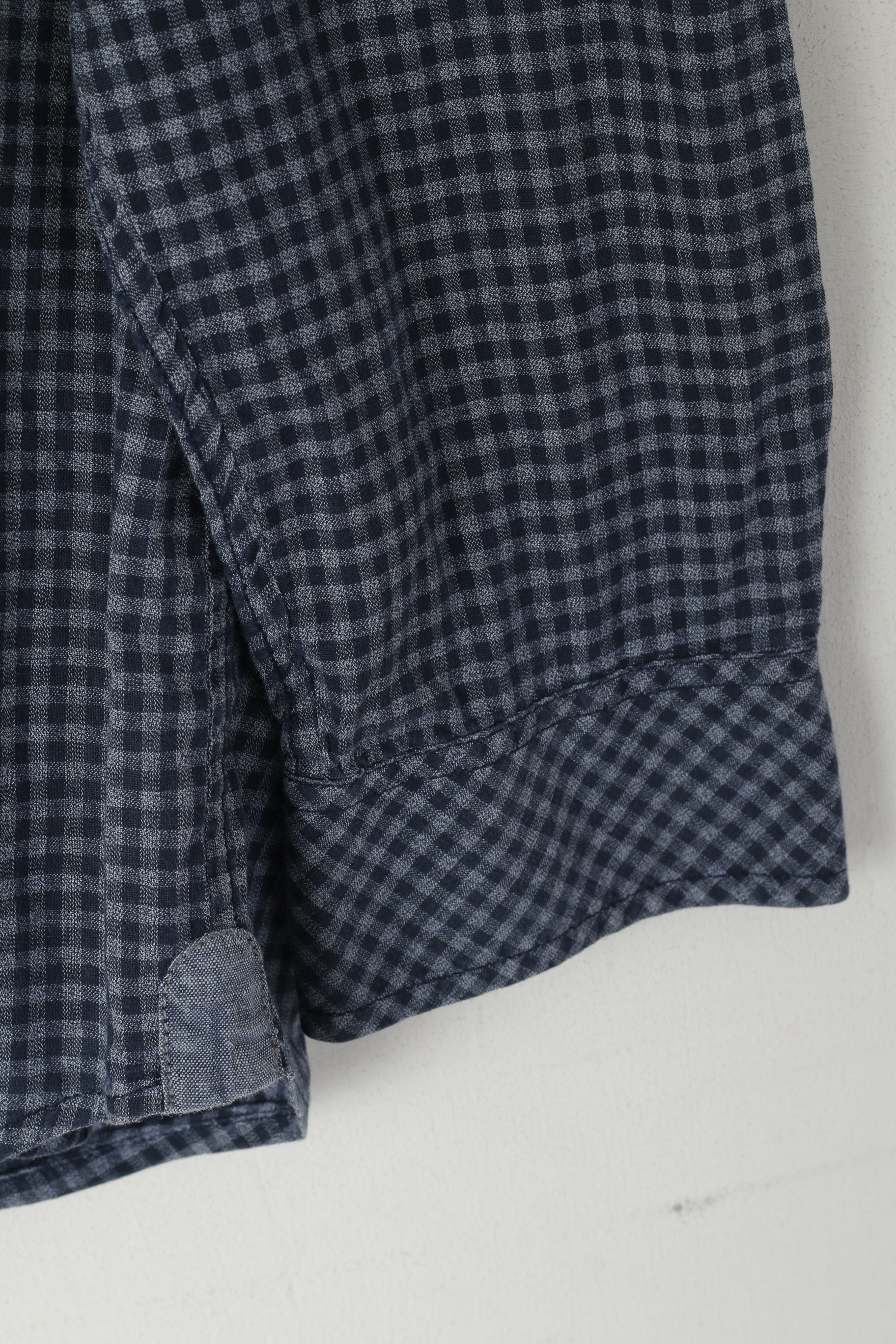 Diesel Co. Men S Casual Shirt Navy Check Cotton Button Down Collar Long Sleeve Top