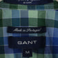 GANT Men M Casual Shirt Blue Check Sport Poplin E-Z Fir Short Sleeve Top