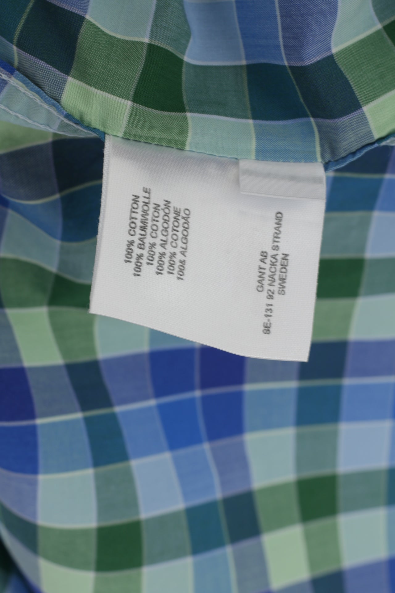 GANT Men M Casual Shirt Blue Check Sport Poplin E-Z Fir Short Sleeve Top